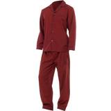 Herr - Polyester Pyjamasar Universal Textiles Mens Plain Long Sleeve Shirt & Trouser Bottoms Nightwear Pyjama Set - Red