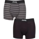Jeep Herr Kalsonger Jeep Men's Plain and Fine Striped Fitted Bamboo Trunks 2-pack - Black/Stripe