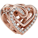 Berlocker & Hängen Pandora Sparkling Entwined Hearts Charm - Rose Gold/Transparent