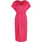 46 - Enfärgade - Korta klänningar Vila Viellette Short Sleeved Midi Dress - Pink Yarrow