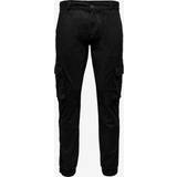 Cargobyxor - Herr - W27 Only & Sons Scam Stage Caro Cuff Pants - Black