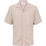 Selected Striped Short Sleeve Shirt - Egret