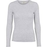 Basic Apparel Ludmilla Long Sleeve T-shirt - Light Grey Melange