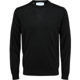 Herr - Stickad tröjor Selected Town Knit Sweater - Black