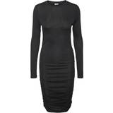 Noisy May Long Sleeved Ruched Dress - Black