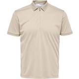 Polyester T-shirts & Linnen Selected Zipper Polo Shirt - Oatmeal