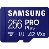 Minneskort Samsung PRO Plus microSDXC Class 10 UHS-I U3 V30 A2 180/130MB/s 256GB +SD adapter
