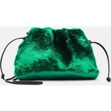 Gröna Kuvertväskor Bottega Veneta Womens Dark Green The Pouch Small Sequin-embellished Mesh and Leather Clutch bag