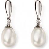Elements Örhängen Elements 9ct White Gold Pearl And Diamond Earring GE2075W