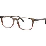 Ray-Ban Unisex Rb5418 Striped Brown & Red Clear Lenses Polarized 54-19