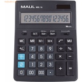Stor miniräknare Maul Köpmansk miniräknare MXL16 vinklad display med 16 siffror inkl. skatteberäkning stor: 20, 5 x 15, 5 cm professionell bordsräknare sol/batteri svart