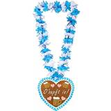 Blå - Världen runt Tillbehör Folat Oktoberfest Hawaiikette Lebkuchenherz blau-weiss-braun