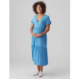 Gravidklänningar Graviditet & Amning Mamalicious Normal Passform V-ringning Klänning Azure blue
