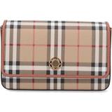 Väskor Burberry Womens Archive Beige Hampshire Check-print Woven and Leather Shoulder bag