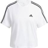 Adidas Dam - Lös T-shirts adidas Essentials 3-Stripes Single Jersey Crop Top - White/Black