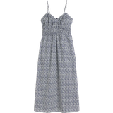 H&M Bomull Klänningar H&M Dress with A Smocked Waist - Dark Blue/Patterned