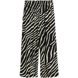 H&M Byxor & Shorts H&M 7/8 Length Slip-On Trousers - Black/Zebra Print