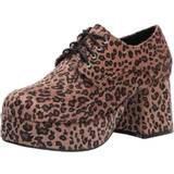 Beige Skor Ellie shoes pimp leopard disco 70s 3" heel mens platform lace shoes 312-pimp