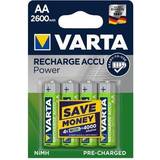 Laddningsbara standardbatterier Batterier & Laddbart Varta AA Recharge Accu Power 2600mAh 4-pack