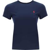 Polo Ralph Lauren Dam T-shirts Polo Ralph Lauren Womens Cruise Navy Logo-embroidered Regular-fit Cotton-jersey T-shirt