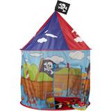 Relaxdays 10022458 pirater lektält för pojkar, barntält med piratflagga från 3 år, lekhus H x D 130 x 100 cm, röd-blå