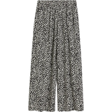 Dam - L31 Byxor H&M Pull-On Cropped Trousers - Cream White/Black Patterned