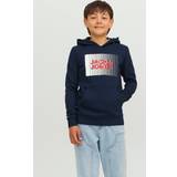 Ficka Sweatshirts Barnkläder Jack & Jones Logotyp Hoodie För Pojkar Blå
