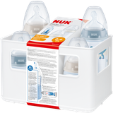 Beige Flaskmatningsset Nuk First Choice startset med nappflaskor 0–6 månader 4 nappflaskor med temperaturkontroll och låda Antikolik-ventil BPA-fria Safari grått 5 delar