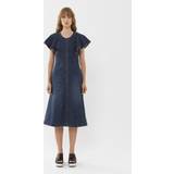 Chloé Dam Klänningar Chloé Wing-sleeve dress Blue 87% Cotton, 13% Hemp