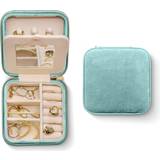 Blåa Smyckesförvaring Plush velvet travel jewelry box organizer travel jewelry case jewelry travel