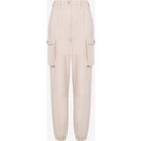 Moschino Dam Byxor & Shorts Moschino Womens Beige Patch-pocket Tapered-leg Mid-rise Cotton Cargo Trousers
