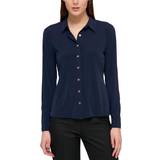 Dam - Jersey Skjortor Tommy Hilfiger Women's Long Sleeve Collared Button Front Top - Midnight