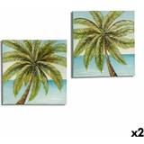 Bruna Målardukar Gift Decor Kanvas Palmträd Blå Brun Grön 3 x 80 x 80 cm 2 antal