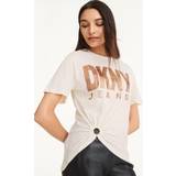 DKNY Överdelar DKNY Women's O-Ring Logo T-Shirt in White Pristine