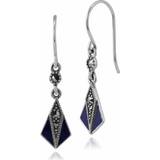 Örhängen Gemondo Art deco style marcasite & blue enamel fan drop earrings in sterling silver
