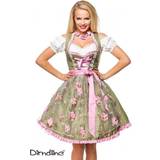 Dirndline Dirndl med blomförkläde, klänning för speciella tillfällen, Grön/rosa