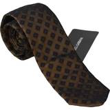 Bruna - Herr Slipsar Dolce & Gabbana Mens Black 100% Silk Square Print Wide Necktie Multicolour One