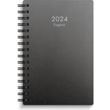 Hjul Kontorsmaterial Burde Kalender 2024 Dagbok svart PP-plast