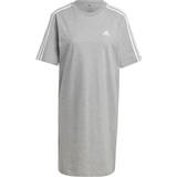 Adidas Dam T-shirts adidas Essentials 3-Stripes Single Jersey Boyfriend Tee Dress Grey Heather White