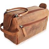 Bruna - Herr Necessärer Leather Wash Bag for Men Handcrafted Toiletry Bag for All Your Travel ToiletriesMediumBrown