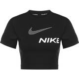 Nike Dam - Återvunnet material T-shirts Nike Women's Short-Sleeve Cropped Graphic Training Top - Black/White