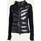 Moncler Tröjor Moncler Grenoble Womens Black Quilted-panel Brand-appliqué Regular-fit Fleece Cardigan