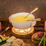 Vita Fonduegrytor Boska Candlelight Twinkle/Eldfast fondueset/Värmeljus medföljer/Tål