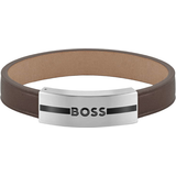 Hugo Boss Herr Armband Hugo Boss Gents Luke Brown Leather Strap Bracelet, Brown, Men