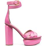 Balmain Tofflor & Sandaler Balmain Ava satin 140mm platform sandals women Polyester/Calf Leather/Calf Leather Pink