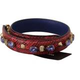 Dolce & Gabbana Röda Väskor Dolce & Gabbana Red Python Leather Crystals Reversible Shoulder Strap