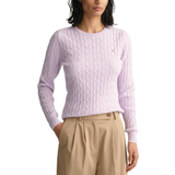 Gant Lila Kläder Gant Women's Stretch Cotton Cable Knit Crew Neck Sweater - Soothing Lilac