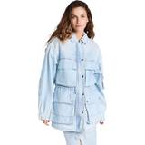 Isabel Marant Dam Ytterkläder Isabel Marant Womens Light Blue Elize Patch-pocket Regular-fit Denim Jacket