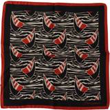 Dolce & Gabbana Herr Halsdukar & Sjalar Dolce & Gabbana Black Red Sailboat Square Handkerchief Silk Scarf