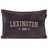Lexington Logo Message Organic Cotton Velvet Komplett dekorationskudde Grå